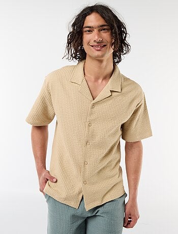 Camisa de punto gofrado de manga corta