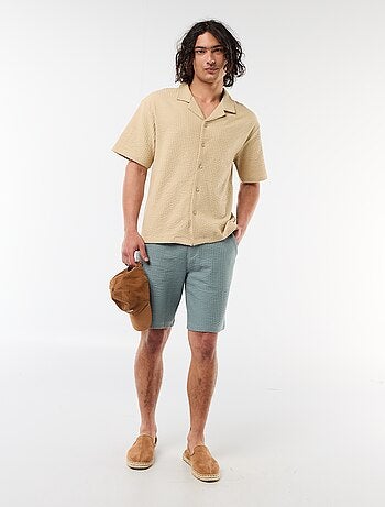 Camisa de punto gofrado de manga corta