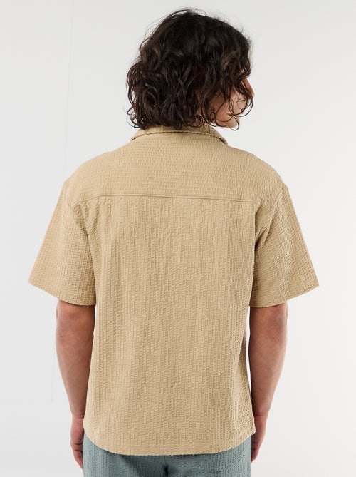 Camisa de punto gofrado de manga corta - Kiabi
