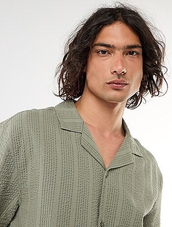 Camisa de punto gofrado de manga corta