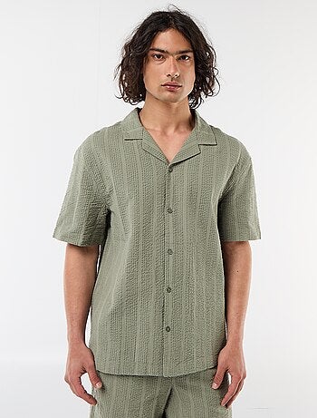 Camisa de punto gofrado de manga corta