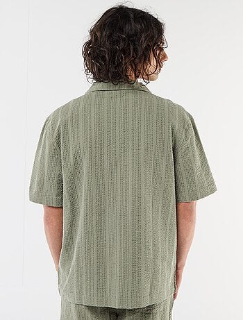 Camisa de punto gofrado de manga corta