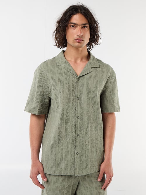 Camisa de punto gofrado de manga corta - Kiabi