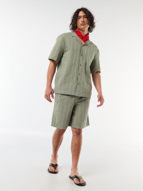 Camisa de punto gofrado de manga corta - Kiabi