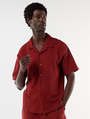 Camisa de punto gofrado de manga corta