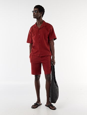 Camisa de punto gofrado de manga corta