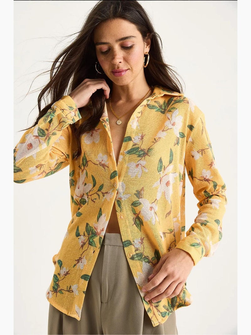 Camisa de punto regular de verano con estampado digital lucci Ámbar - Kiabi