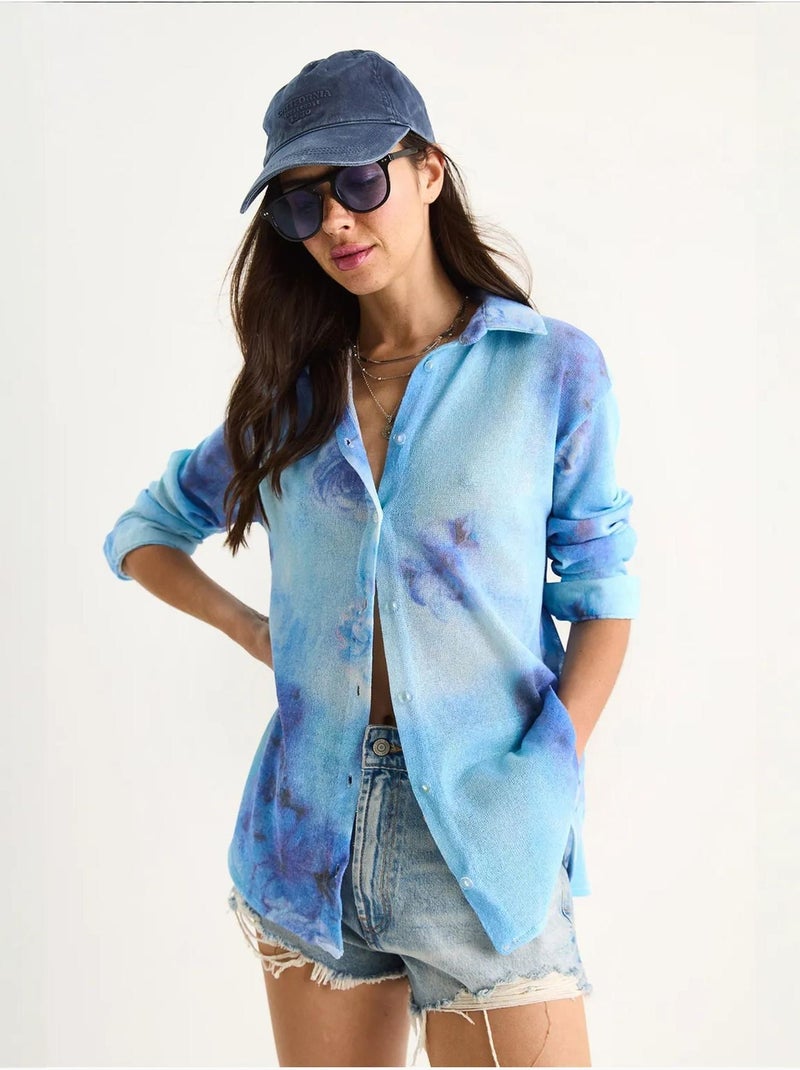 Camisa de punto regular de verano con estampado digital lucci Azul pastel - Kiabi
