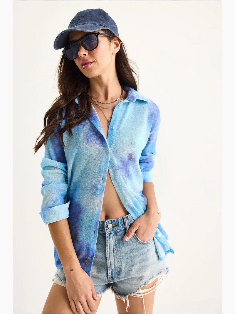 Camisa de punto regular de verano con estampado digital lucci Azul pastel - Kiabi