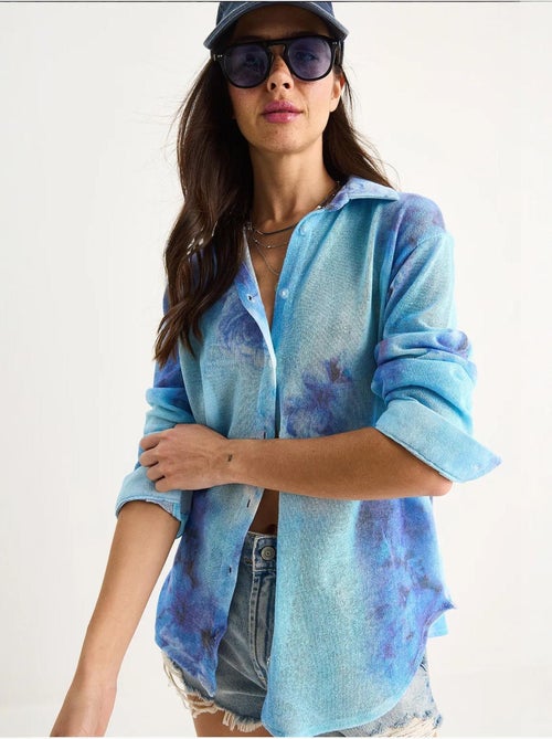 Camisa de punto regular de verano con estampado digital lucci - Kiabi Camisa de punto regular de verano con estampado digital lucci - Kiabi