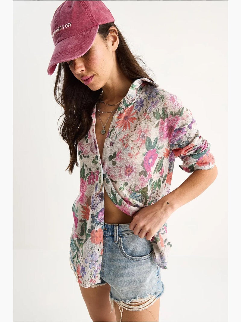Camisa de punto regular de verano con estampado digital lucci Beige arcilla - Kiabi