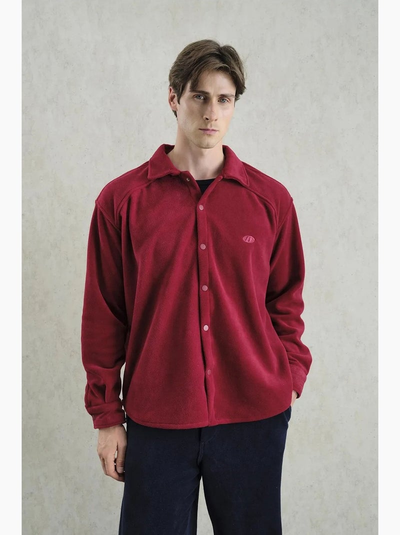 Camisa de punto texturizada con botones giesto Rojo burdeos - Kiabi