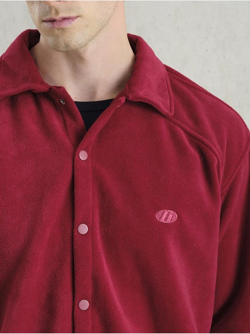 Camisa de punto texturizada con botones giesto Rojo burdeos - Kiabi