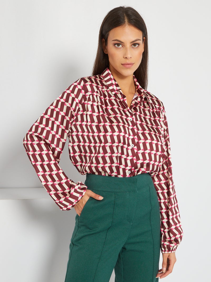 Camisa de raso vintage ROSA - Kiabi