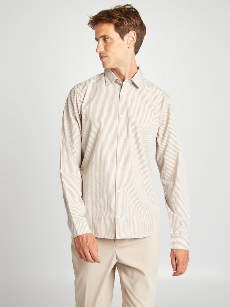 Camisa de rayas beige - Kiabi