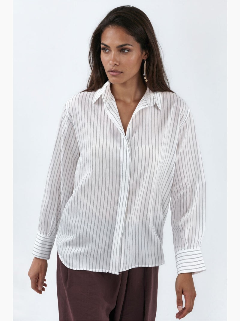 Camisa de rayas casual con botones busem Blanco - Kiabi