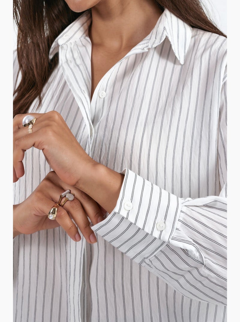 Camisa de rayas casual con botones busem Blanco - Kiabi
