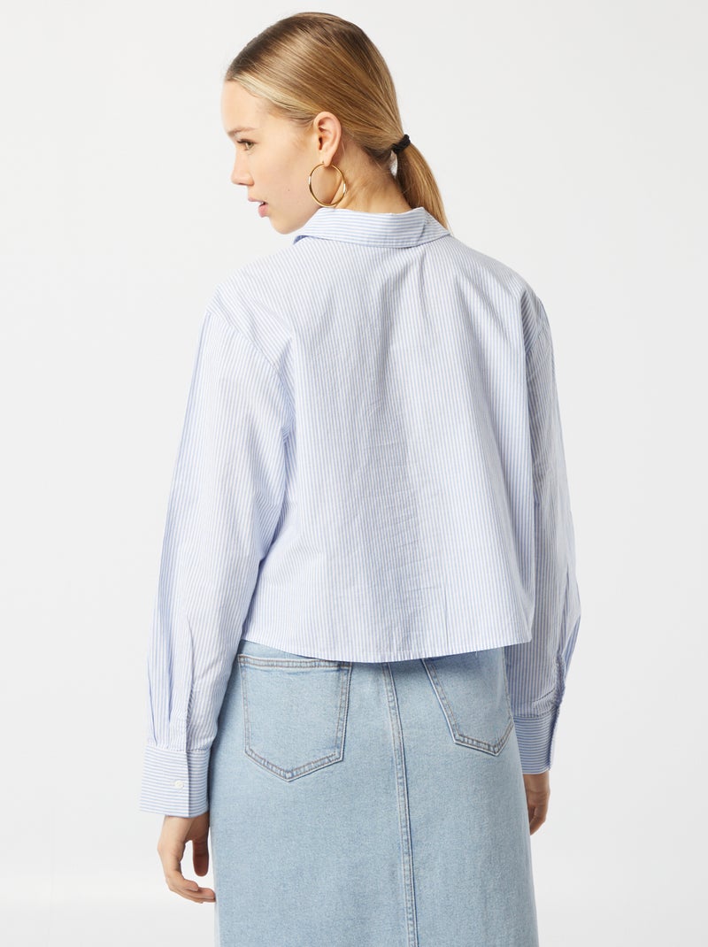 Camisa de rayas con bordados AZUL - Kiabi