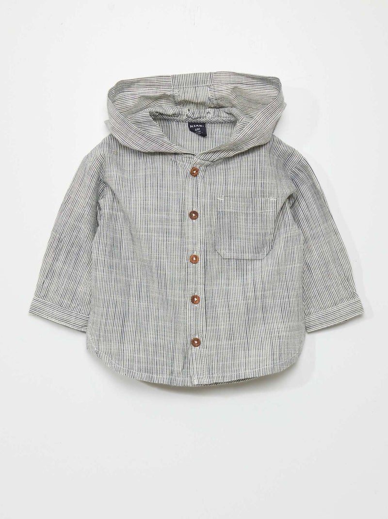 Camisa de rayas con capucha AZUL - Kiabi
