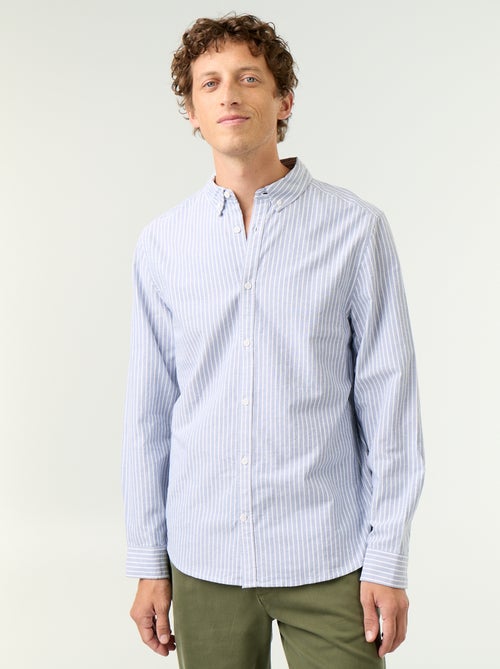 Camisa de rayas con cuello abotonado - Kiabi