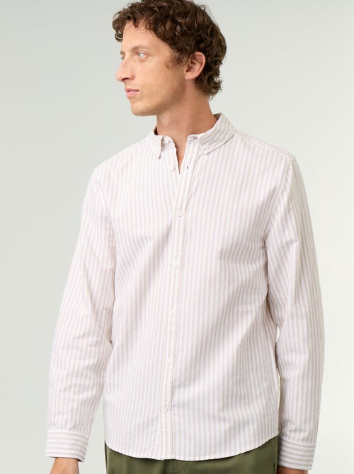 Camisa de rayas con cuello abotonado - Kiabi