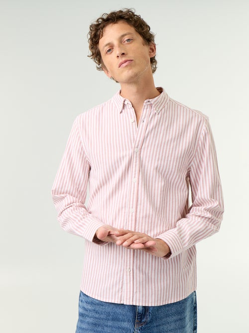 Camisa de rayas con cuello abotonado - Kiabi