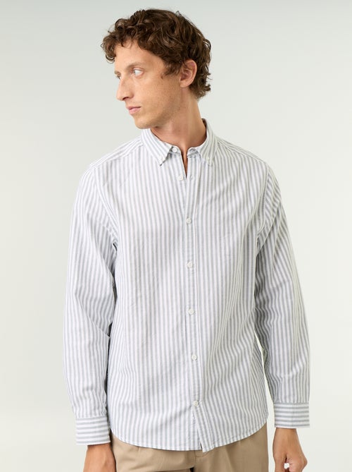 Camisa de rayas con cuello abotonado - Kiabi