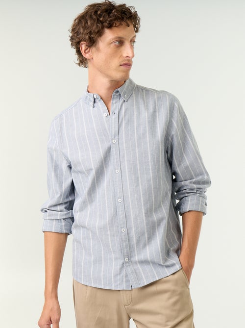 Camisa de rayas con cuello abotonado - Kiabi