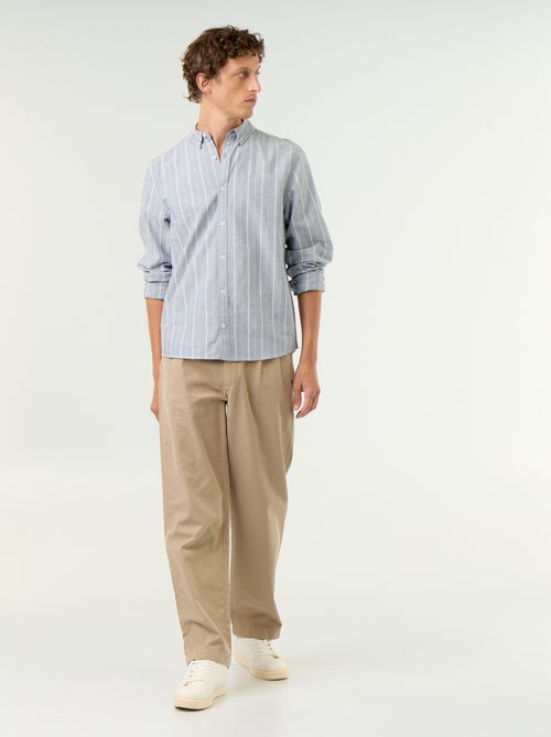 Camisa de rayas con cuello abotonado - Kiabi