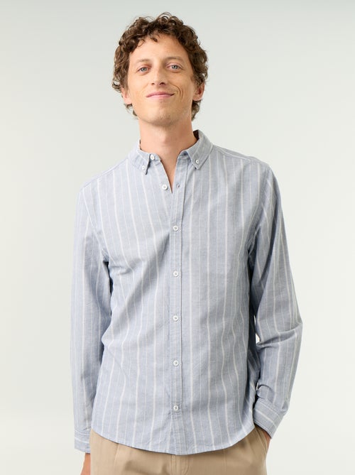 Camisa de rayas con cuello abotonado - Kiabi