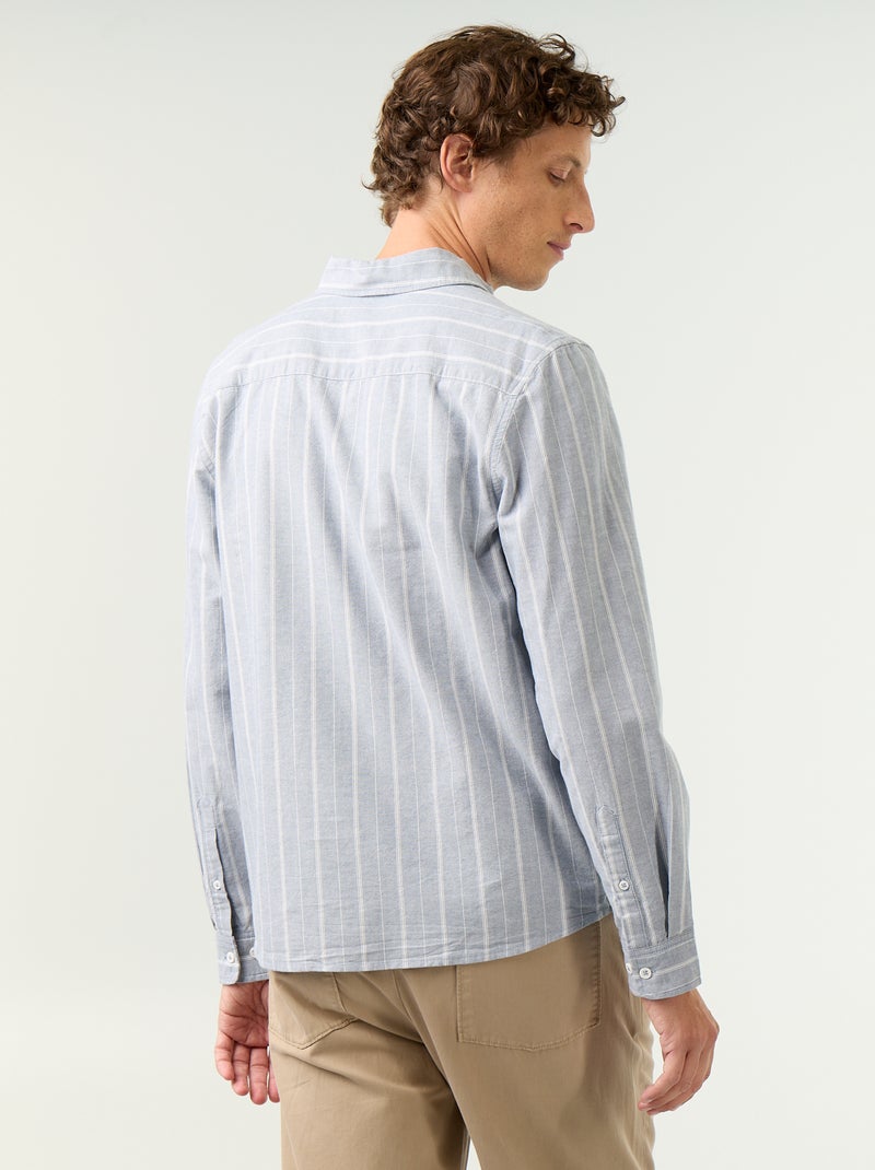Camisa de rayas con cuello abotonado Verde - Kiabi
