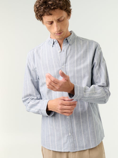 Camisa de rayas con cuello abotonado - Kiabi