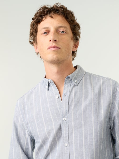 Camisa de rayas con cuello abotonado - Kiabi
