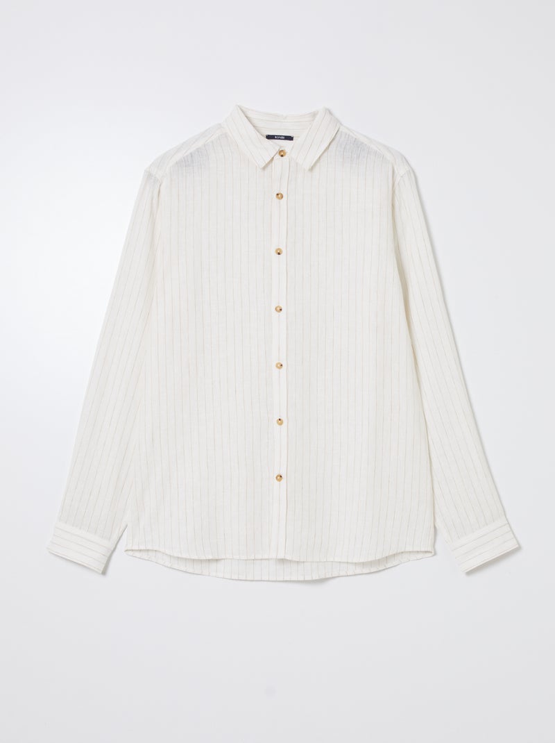 Camisa de rayas con lino BLANCO - Kiabi