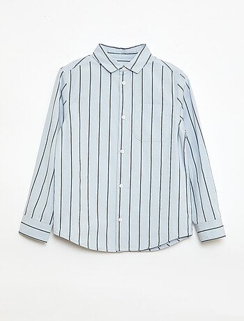 Camisa de rayas de algodón con bolsillo en el pecho