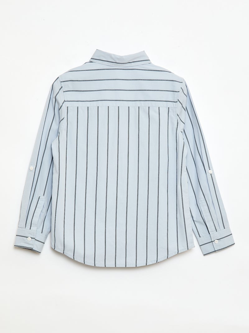 Camisa de rayas de algodón con bolsillo en el pecho Azul - Kiabi
