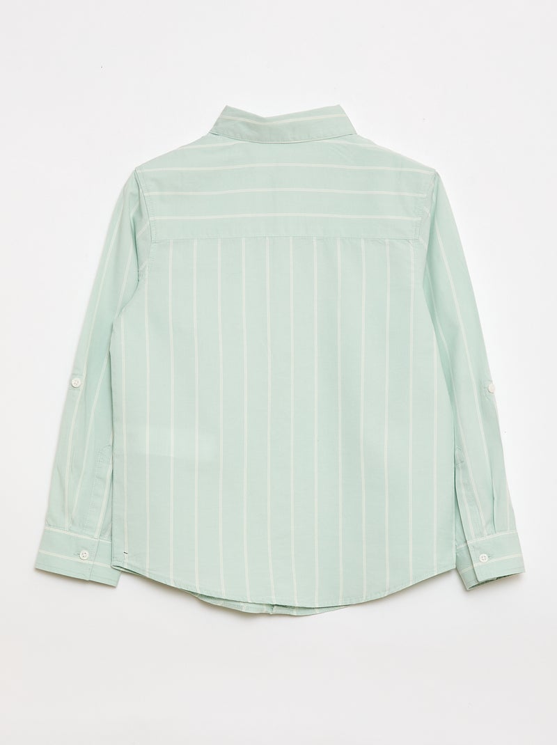 Camisa de rayas de algodón con bolsillo en el pecho Azul - Kiabi