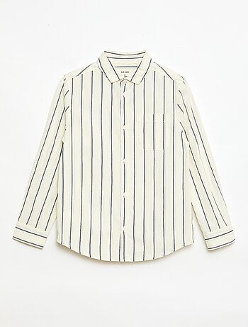 Camisa de rayas de algodón con bolsillo en el pecho