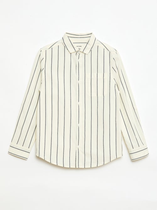 Camisa de rayas de algodón con bolsillo en el pecho - Kiabi