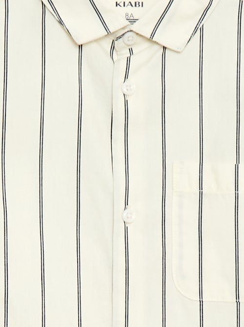 Camisa de rayas de algodón con bolsillo en el pecho - Kiabi