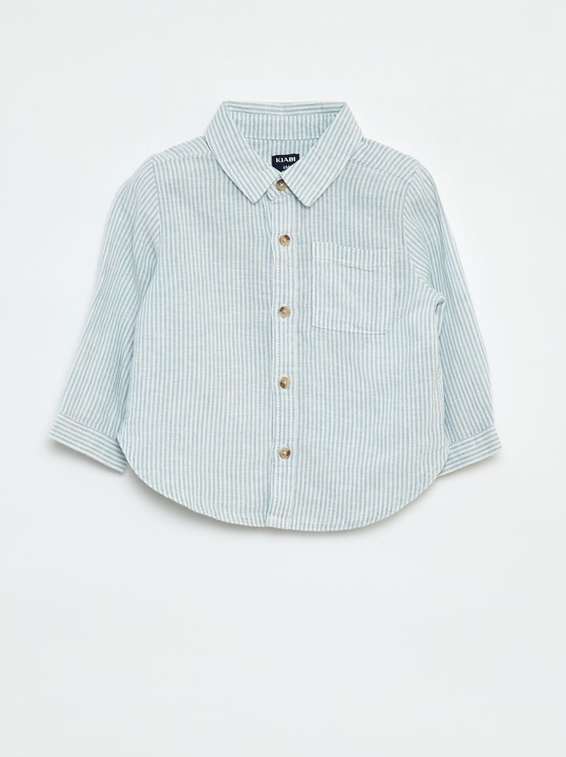 Camisa de rayas de chambray Azul - Kiabi