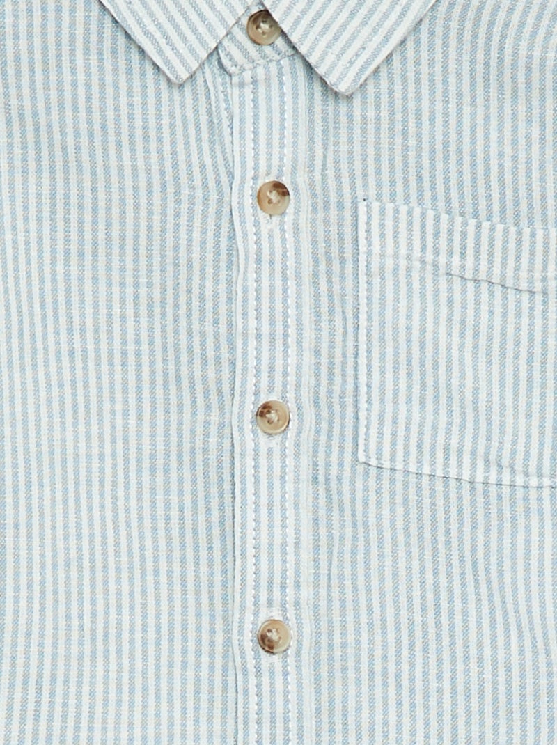 Camisa de rayas de chambray Azul - Kiabi