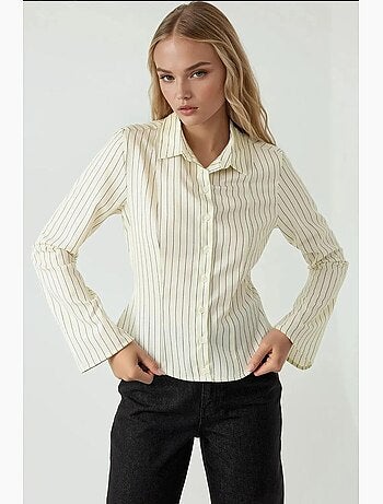 Camisa de rayas de corte entallado con cuello camisero hiccup
