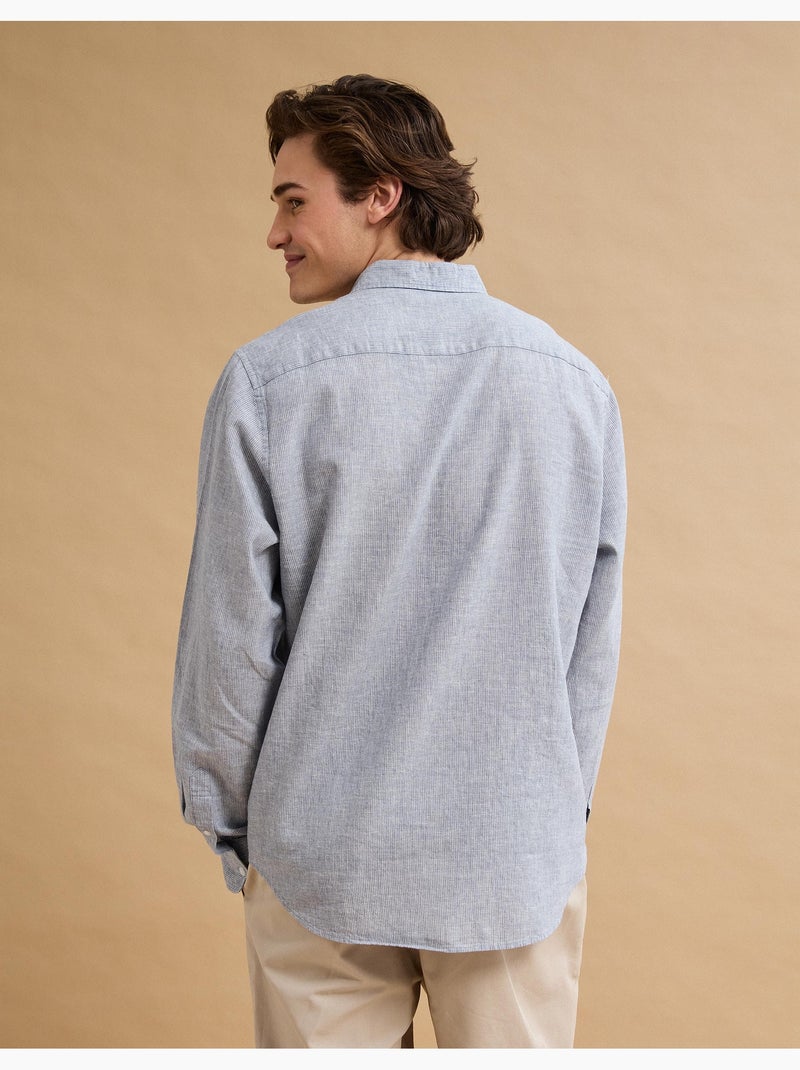 Camisa de rayas de lino, MO Fashion Azul - Kiabi