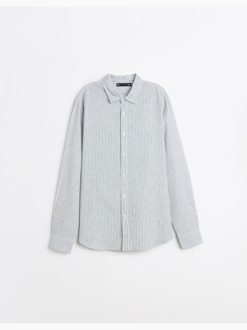 Camisa de rayas de lino, MO Fashion Blanco - Kiabi