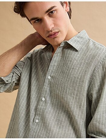 Camisa de rayas de lino, MO Fashion