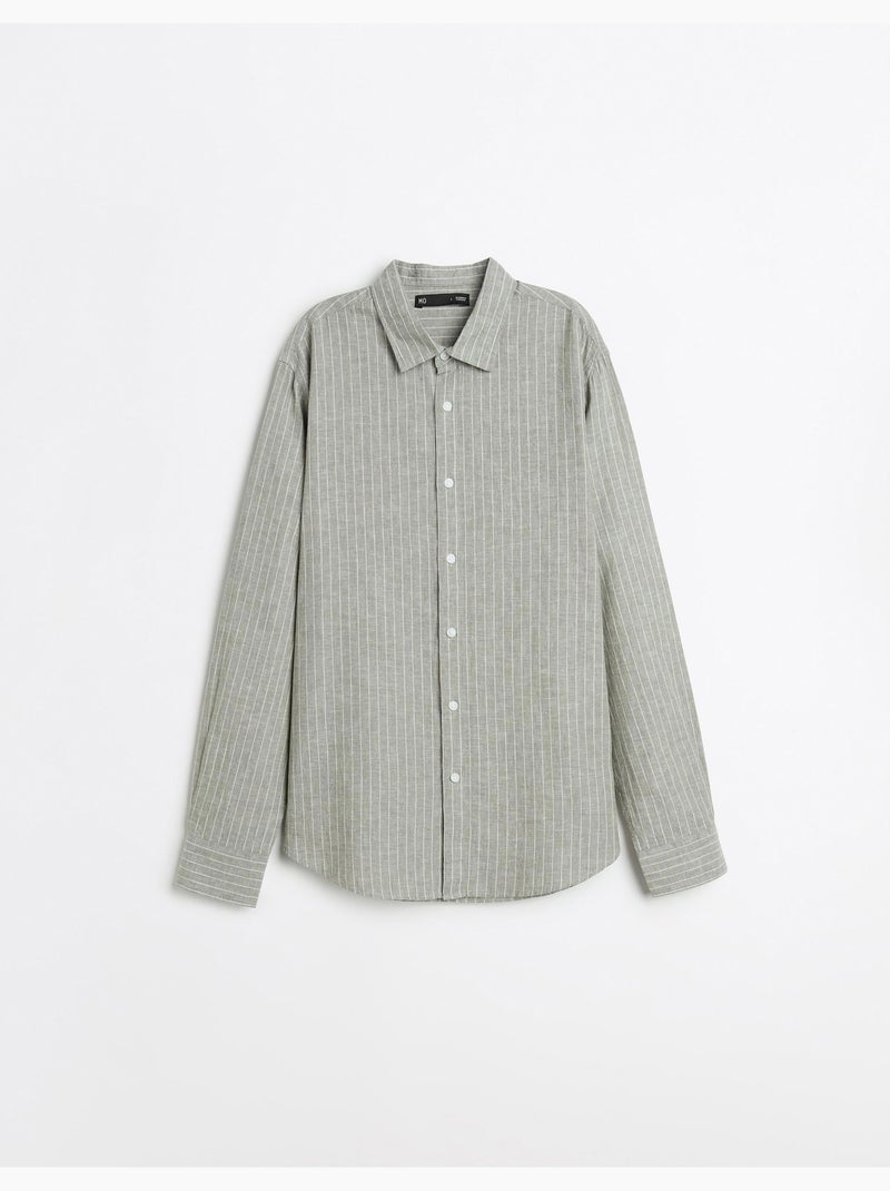 Camisa de rayas de lino, MO Fashion Verde - Kiabi