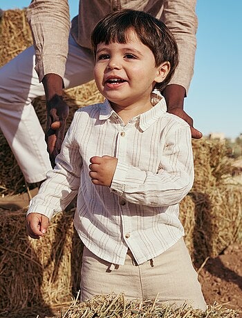 Camisa de rayas de lino y algodón