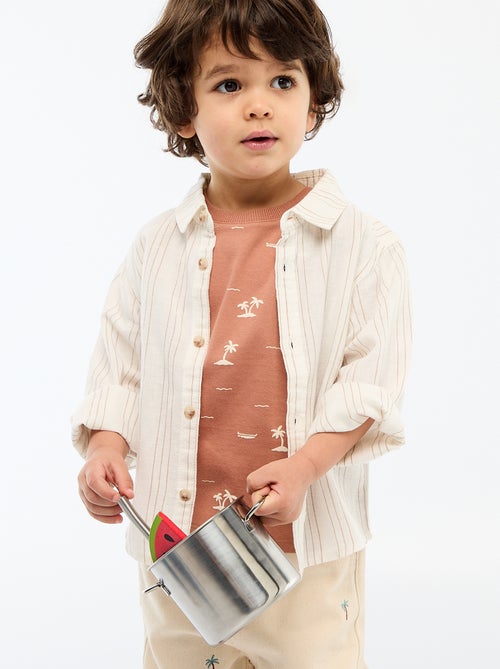 Camisa de rayas de lino y algodón - Kiabi