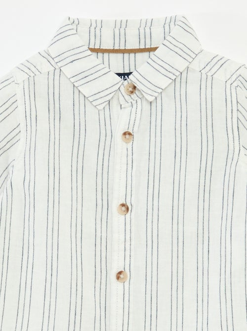 Camisa de rayas de lino y algodón - Kiabi